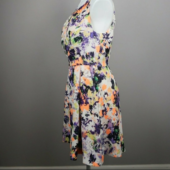 Anthro Maeve Neon Splash Dress Size 10 - Picture 4 of 8